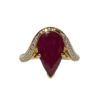 JR0444K - Ruby with Diamond Ring Set in 18K Gold Setting