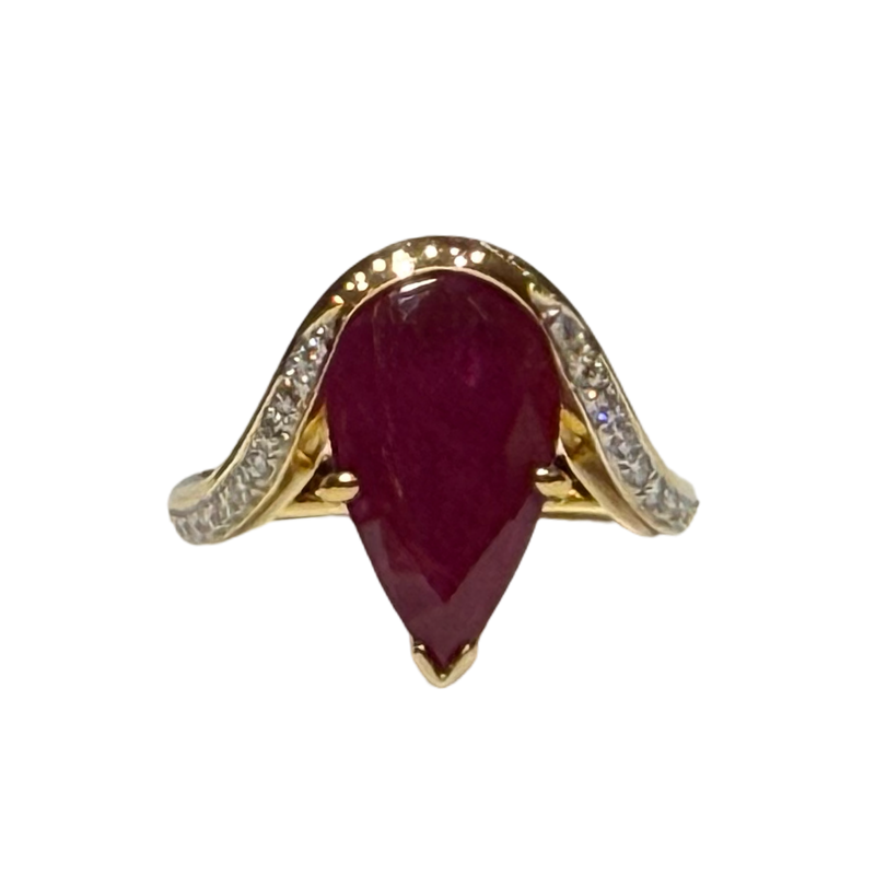 JR0444K - Ruby with Diamond Ring Set in 18K Gold Setting