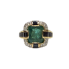 JR0443K - Emerald with Blue Sapphire & Diamond Ring Set in 18K Gold Setting