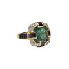 JR0443K - Emerald with Blue Sapphire & Diamond Ring Set in 18K Gold Setting