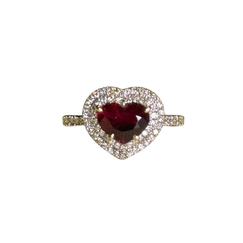 JR0450K - Heart Shape Ruby with Diamond Ring Set in 18K Gold Setting