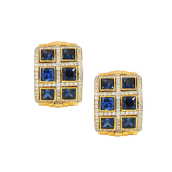 JE0101XK - Blue Sapphire with Diamond Earrings in 18 Karat Gold Setting