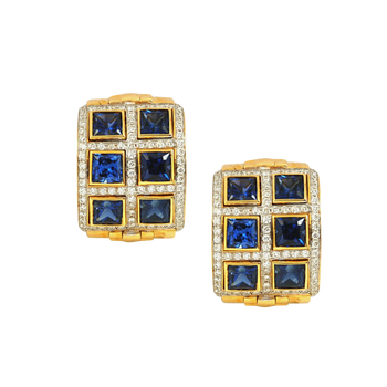 JE0101XK - Blue Sapphire with Diamond Earrings in 18 Karat Gold Setting