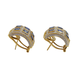 JE0101XK - Blue Sapphire with Diamond Earrings in 18 Karat Gold Setting