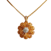 JPB6071 - Invisible Set Yellow Sapphire with Diamond Flower Brooch or Pendant Set in 18 Karat Gold