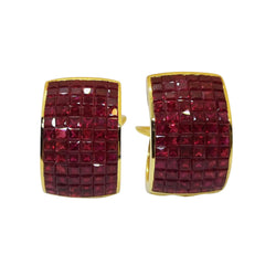 JED4678K - Invisible Set Ruby Earrings Set in 18 Karat Gold Setting