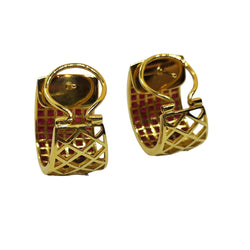 JED4678K - Invisible Set Ruby Earrings Set in 18 Karat Gold Setting