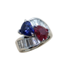 JR0953Y - GIA Certified Heart Shape Burmese Ruby, Sapphire with Diamond Ring Set in Platinum Setting
