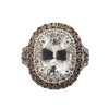 JR0437TK - White Sapphire with Brown & White Diamond Ring Set in 18K White Gold Setting