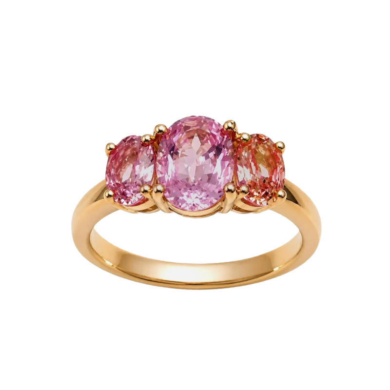 JR0702L - Pink Sapphire and Orange Sapphire Ring set in 18K Rose Gold Setting