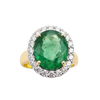 JR0310K - Emerald and Diamond Halo Ring Set in 18K Gold Setting