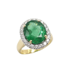 JR0310K - Emerald and Diamond Halo Ring Set in 18K Gold Setting