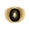JR0509LK - Black Star Sapphire Men’s Ring set in 18K Gold Setting