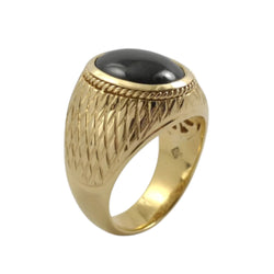 JR0509LK - Black Star Sapphire Men’s Ring set in 18K Gold Setting