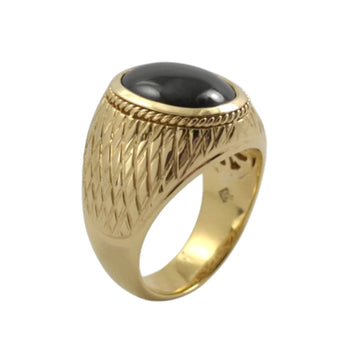 JR0509LK - Black Star Sapphire Men’s Ring set in 18K Gold Setting