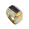 JR0399K - Blue Sapphire with Diamond Men’s Ring Set in 18K Gold Setting