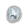 JR0518L - Baroque South Sea Pearl with Diamond Ring set in 18K White Gold Setting