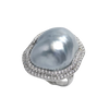 JR0518L - Baroque South Sea Pearl with Diamond Ring set in 18K White Gold Setting