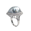 JR0518L - Baroque South Sea Pearl with Diamond Ring set in 18K White Gold Setting