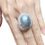 JR0518L - Baroque South Sea Pearl with Diamond Ring set in 18K White Gold Setting