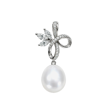 JP0213K - South Sea Pearl with Diamond Pendant set in 18K White Gold Setting
