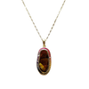 JP0231L - Fire Agate with Fancy Sapphire Pendant set in 18K Gold Setting