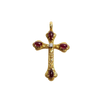 JP0254L - Cabochon Ruby with Diamond Cross Pendant set in 18K Gold Setting