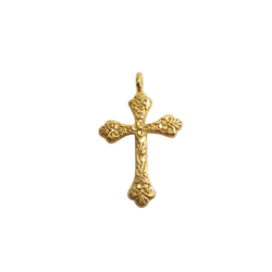 JP0254L - Cabochon Ruby with Diamond Cross Pendant set in 18K Gold Setting