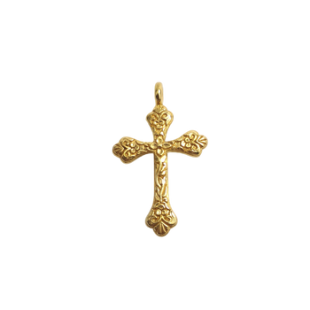 JP0254L - Cabochon Ruby with Diamond Cross Pendant set in 18K Gold Setting