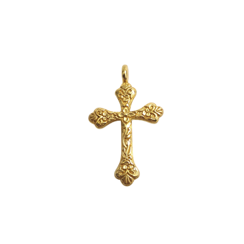 JP0254L - Cabochon Ruby with Diamond Cross Pendant set in 18K Gold Setting