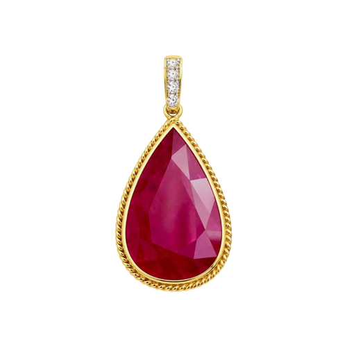 JP0147M - Ruby with Diamond Pendant set in 18K Gold Setting