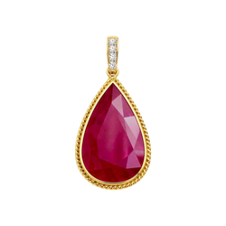 JP0147M - Ruby with Diamond Pendant set in 18K Gold Setting