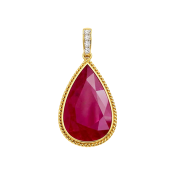 JP0147M - Ruby with Diamond Pendant set in 18K Gold Setting