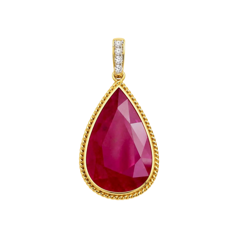 JP0147M - Ruby with Diamond Pendant set in 18K Gold Setting