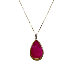 JP0147M - Ruby with Diamond Pendant set in 18K Gold Setting