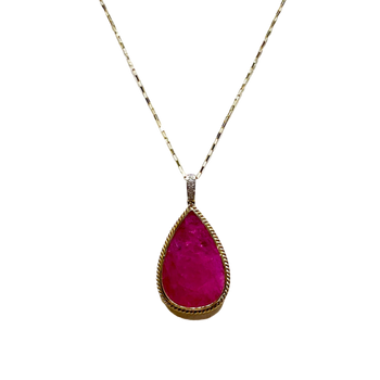 JP0147M - Ruby with Diamond Pendant set in 18K Gold Setting