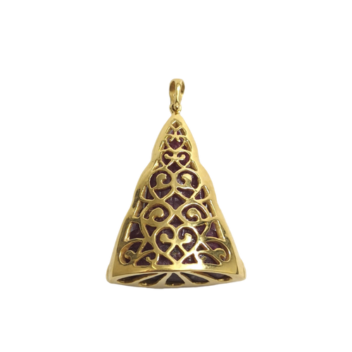 JP0109L - Carved Ruby with Diamond Buddha Pendant set in 18K Gold Setting