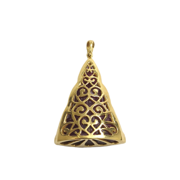 JP0109L - Carved Ruby with Diamond Buddha Pendant set in 18K Gold Setting