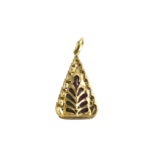 JP0087L - Carved Ruby and Zoisite with Diamond Buddha Pendant set in 18K Gold Setting
