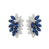 JE0032K - Marquise Blue Sapphires with Diamond Earrings set in 18K White Gold Setting