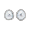 JE0424L - Baroque South Sea Pearl with Diamond Earrings set in 18K White Gold Setting