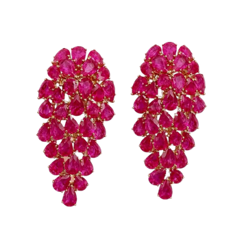 JE0291K - Ruby Chandelier Earrings Set in 18K Rose Gold Setting