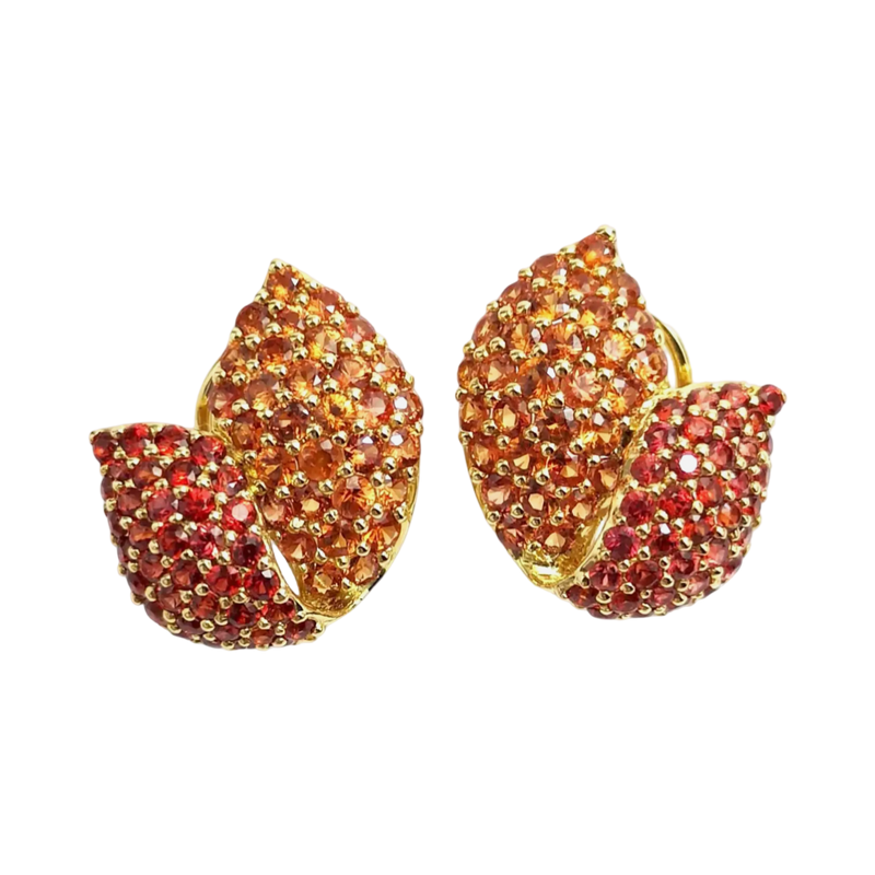 JE0364MK - Orange Sapphire Earrings set in 18K Gold Setting