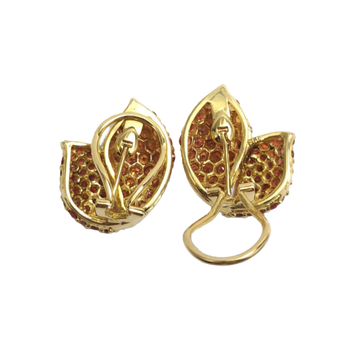 JE0364MK - Orange Sapphire Earrings set in 18K Gold Setting