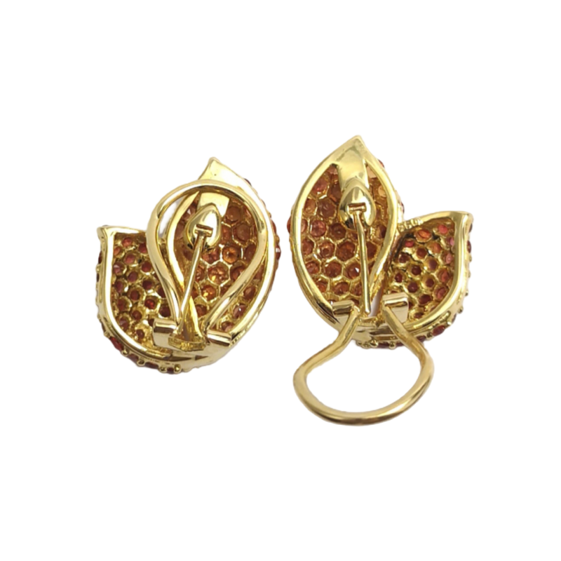 JE0364MK - Orange Sapphire Earrings set in 18K Gold Setting