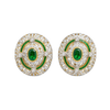 JE0362L - Emerald with Diamond Art Deco Style Earrings set in 18K Gold Setting
