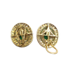 JE0362L - Emerald with Diamond Art Deco Style Earrings set in 18K Gold Setting