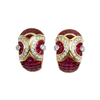 JE0284K - Invisible Set Ruby With Diamond Earrings Set in 18K Gold Setting