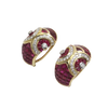 JE0284K - Invisible Set Ruby With Diamond Earrings Set in 18K Gold Setting