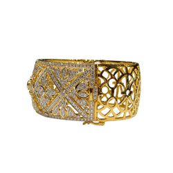 JB0128K - Filigree Diamond Bangle Bracelet Set in 18K Gold Setting